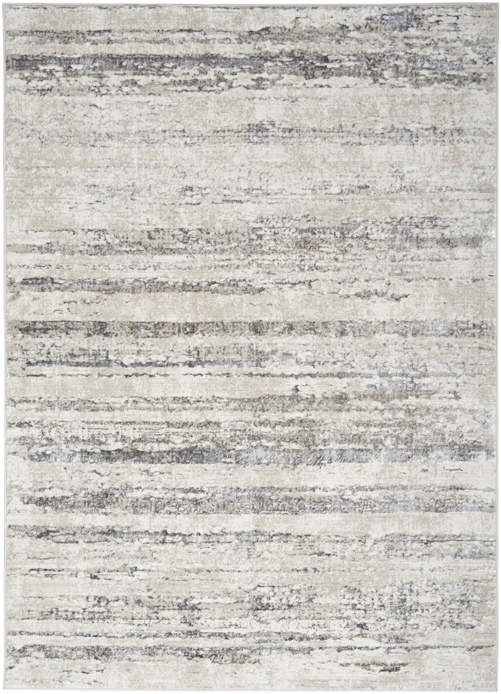 4' X 6' Cream and Gray Abstract Non Skid Area Rug