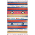 7' X 10' Ivory Southwestern Handmade Area Rug With Fringe