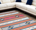 5' X 7' Ivory Southwestern Handmade Area Rug With Fringe