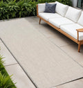 12 Ivory And Silver Geometric Indoor Outdoor Runner Rug