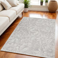 5' X 7' Gray and Ivory Floral Distressed Area Rug