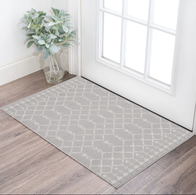 3' X 5' Gray and Ivory Geometric Area Rug