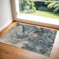 3' X 5' Ivory Teal Blue and Black Abstract Area Rug