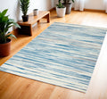 4' X 6' Ivory Blue and Gray Striped Area Rug