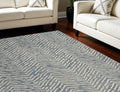 8' X 10' Indigo and Ivory Wool Chevron Area Rug