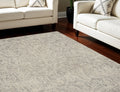 8' X 10' Ivory and Gray Wool Geometric Area Rug