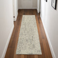 8' Ivory and Gray Wool Geometric Runner Rug