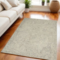 5' X 8' Ivory and Blue Wool Geometric Area Rug