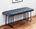 47'' Dark Gray and Black Faux Leather Upholstered Dining Bench