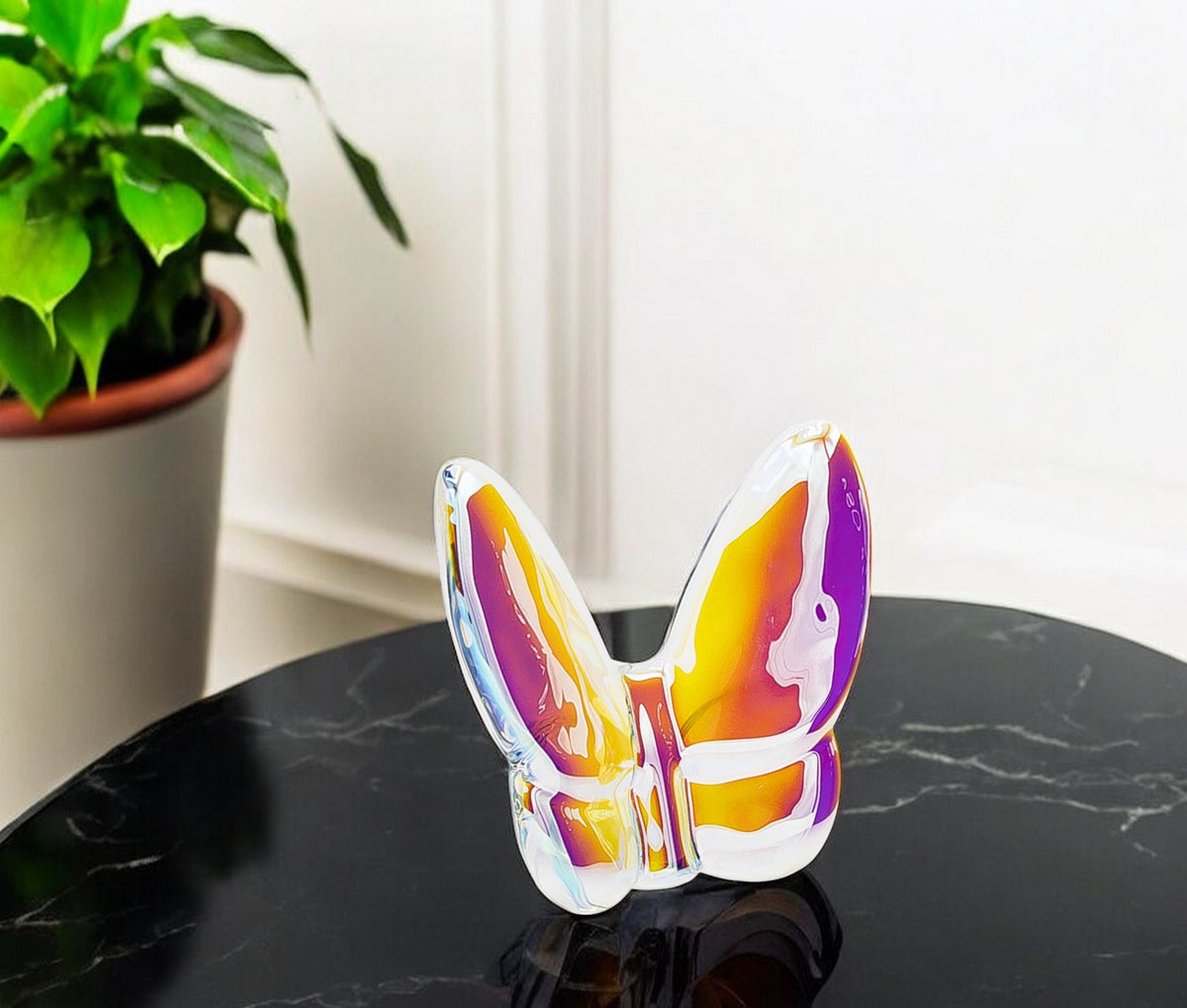 3'' Purple and Orange Crystal Butterfly Figurine Tabletop Sculpture