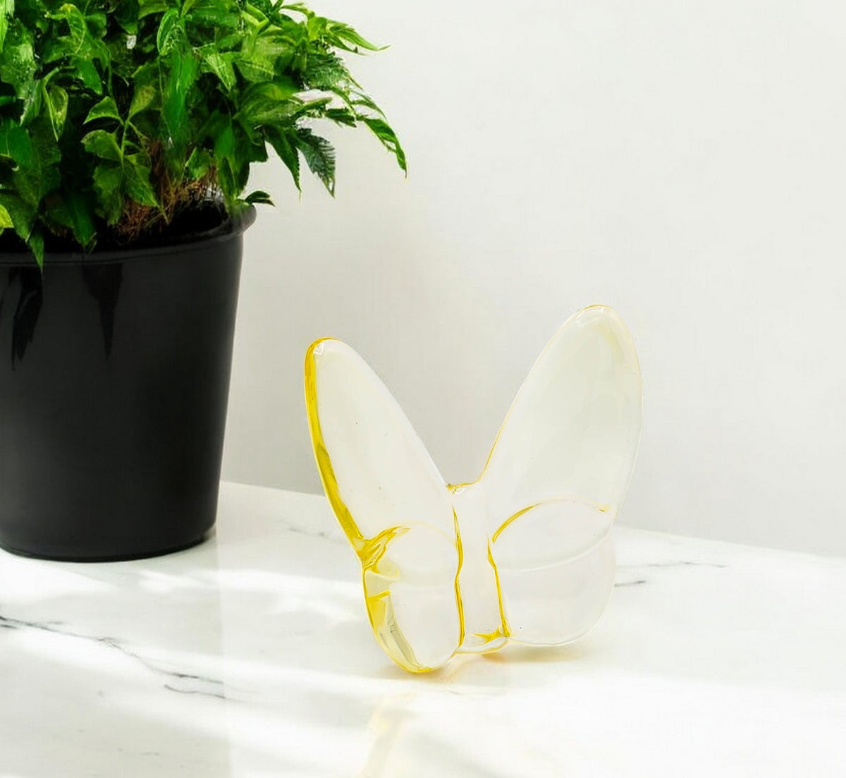 3'' Light Yellow Crystal Butterfly Figurine Tabletop Sculpture