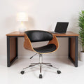 Brown Black and Silver Adjustable Height Swivel Rolling Office Chair