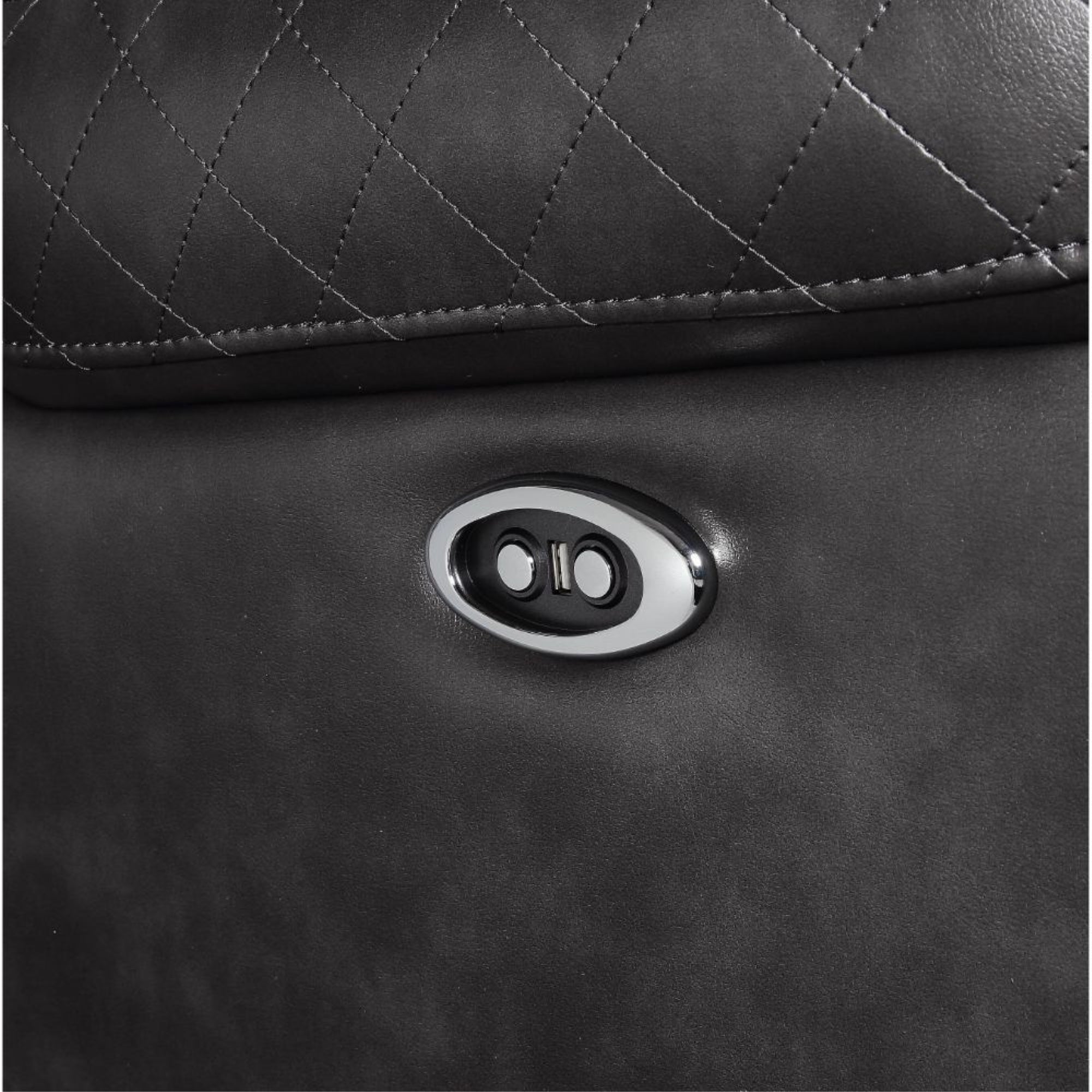 Acme Braylon Faux Leather Tufted Power Motion Recliner In Magnetite Dary Grey