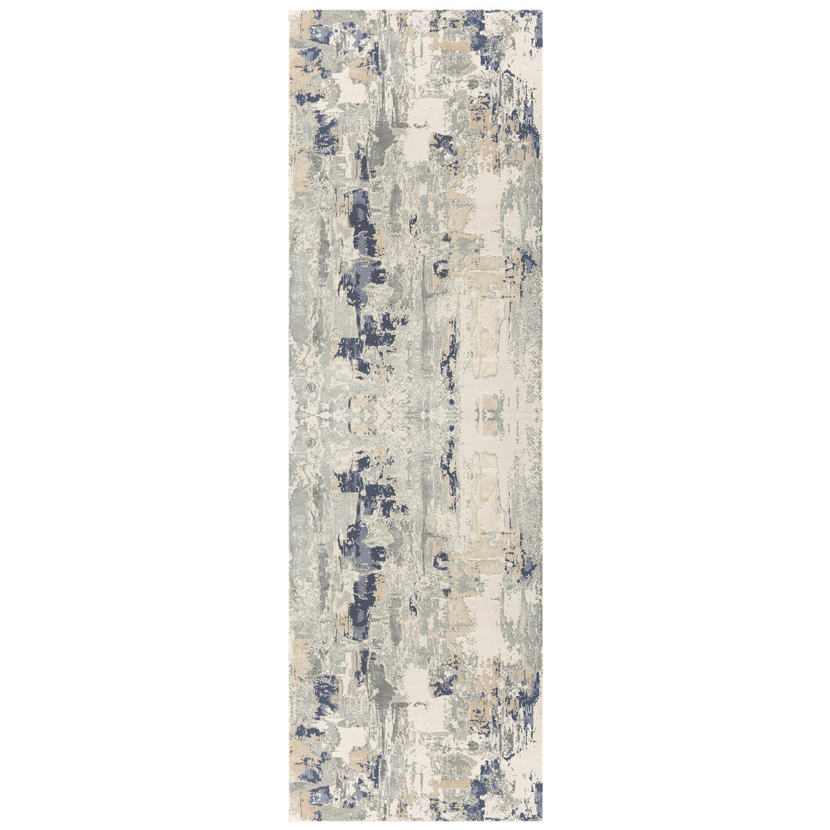 8 Blue Abstract Runner Rug