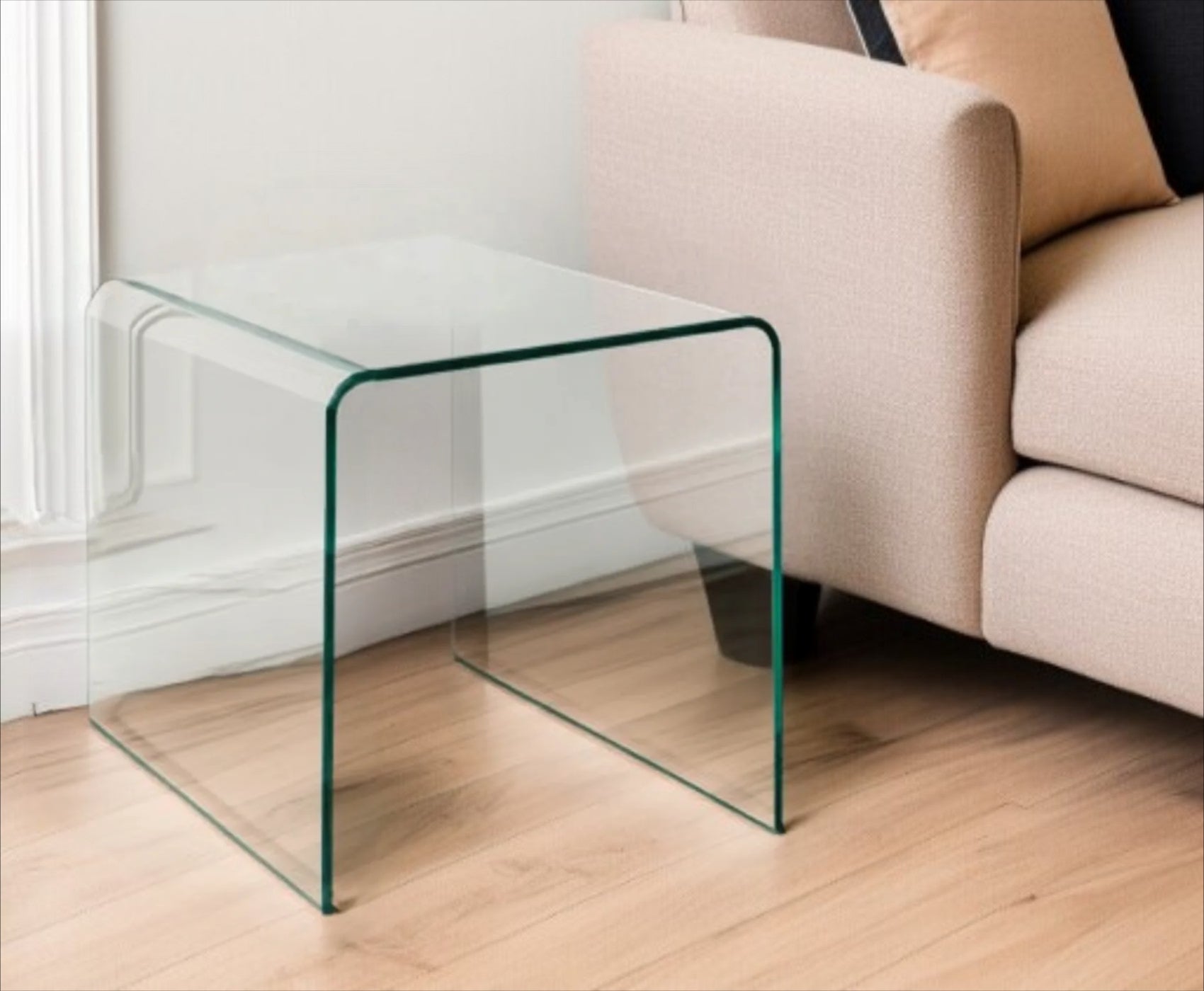 21'' Clear Glass Rounded Edge End Table