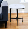 22'' White And Black Ceramic And Metal Square End Table