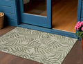 3 X 5 Ivory And Green Palm Leaf Indoor Outdoor Area Rug