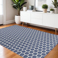 4 X 6 Navy Blue And Ivory Geometric Indoor Outdoor Area Rug