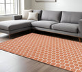 6 X 9 Coral And Ivory Geometric Indoor Outdoor Area Rug