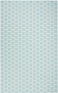 5 X 7 Aqua And Ivory Geometric Indoor Outdoor Area Rug