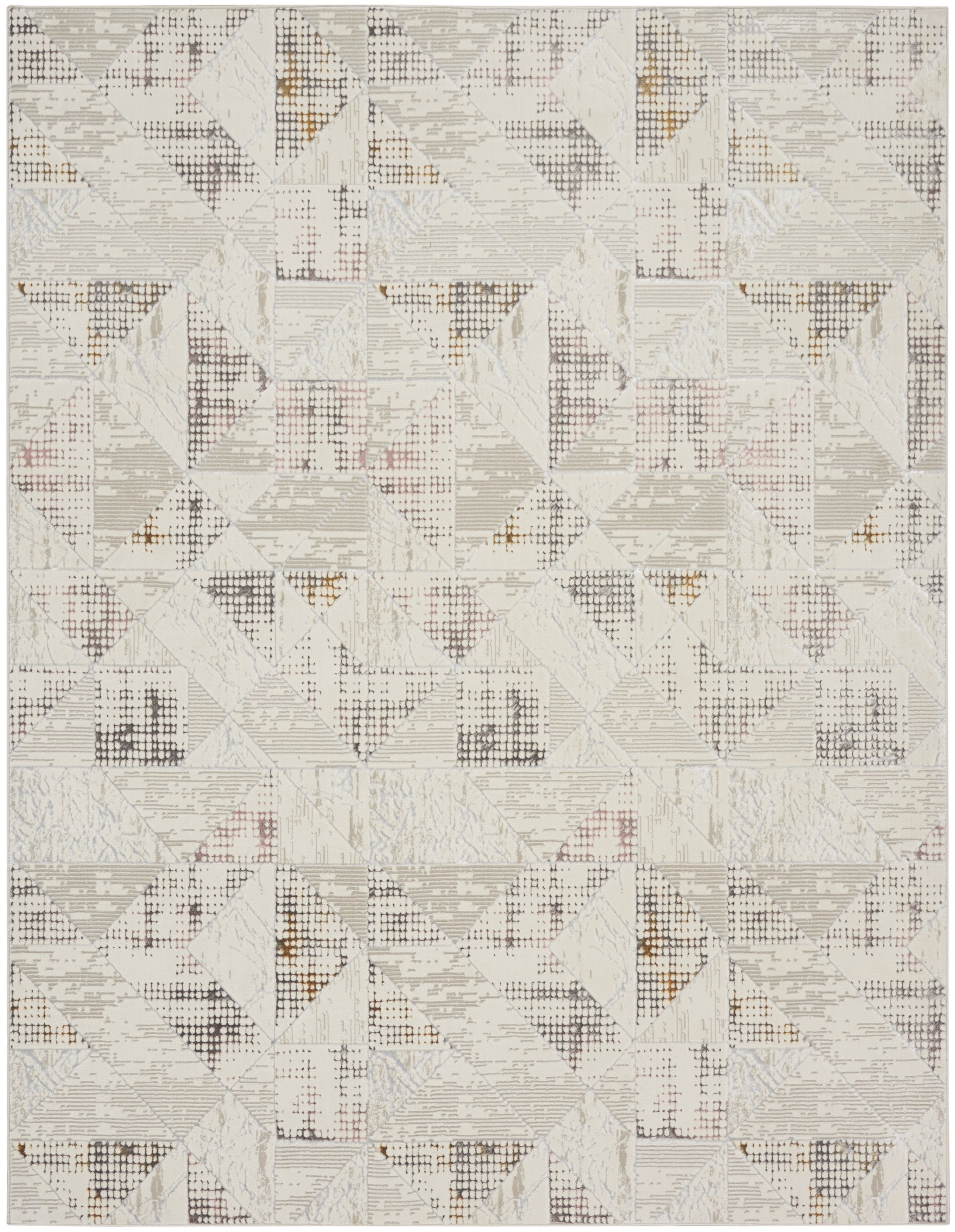 8' X 10' Beige Ivory and Gray Abstract Non Skid Area Rug