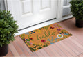 24 X 36 Natural and Green Coir Floral Hello Outdoor Door Mat