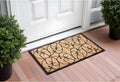 24 X 36 Natural and Black Coir Botanical Leaves Outdoor Door Mat