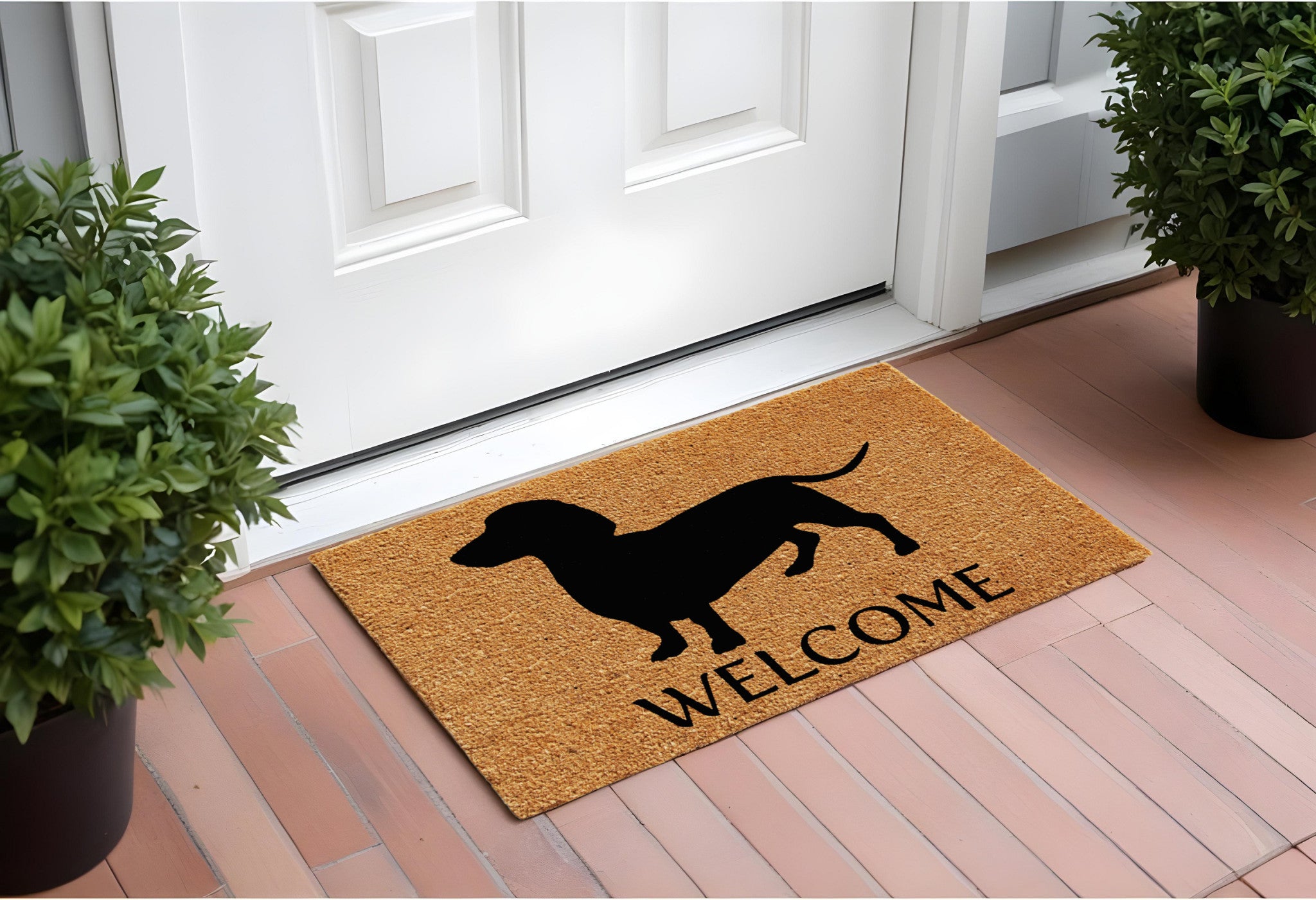 24 X 36 Natural and Black Coir Dachshund Welcome Outdoor Door Mat