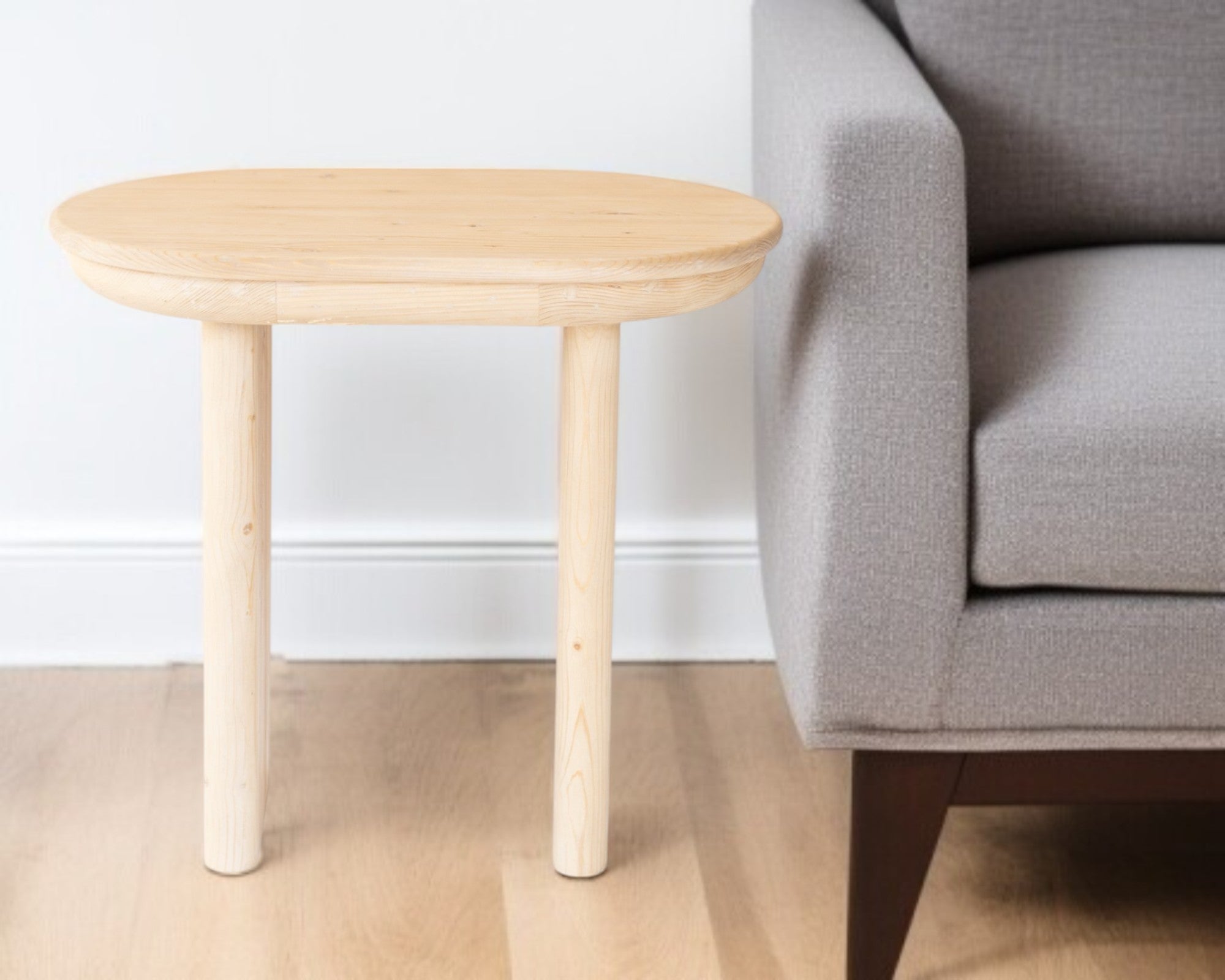 22'' Natural Solid Wood Oval Sled End Table