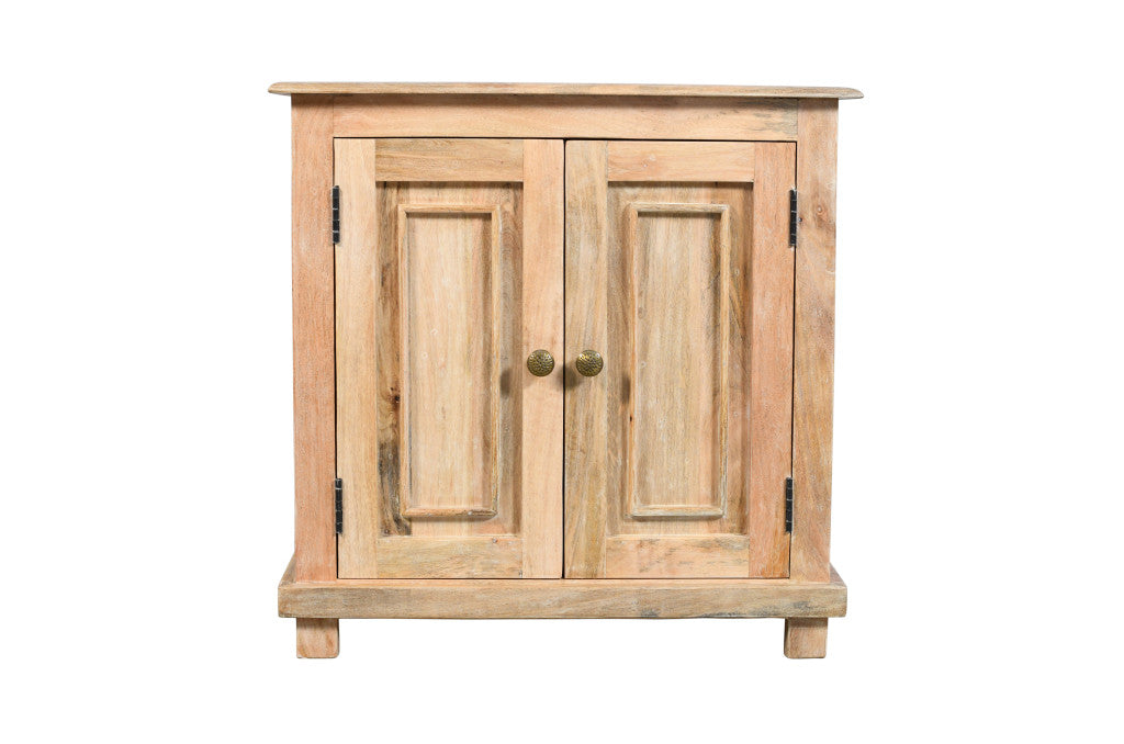 28'' Distressed Natural Solid Wood Nightstand With Storage