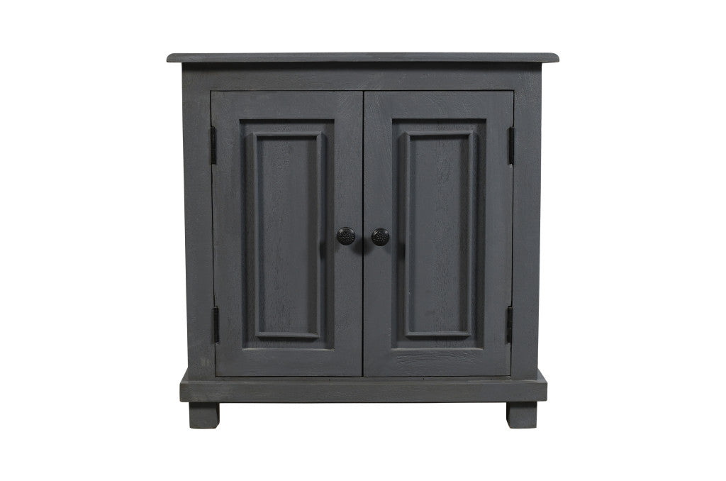 28'' Distressed Gray Solid Wood Nightstand With Storage