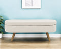 44'' Beige and Brown Linen Upholstered Storage Bench with Flip Top