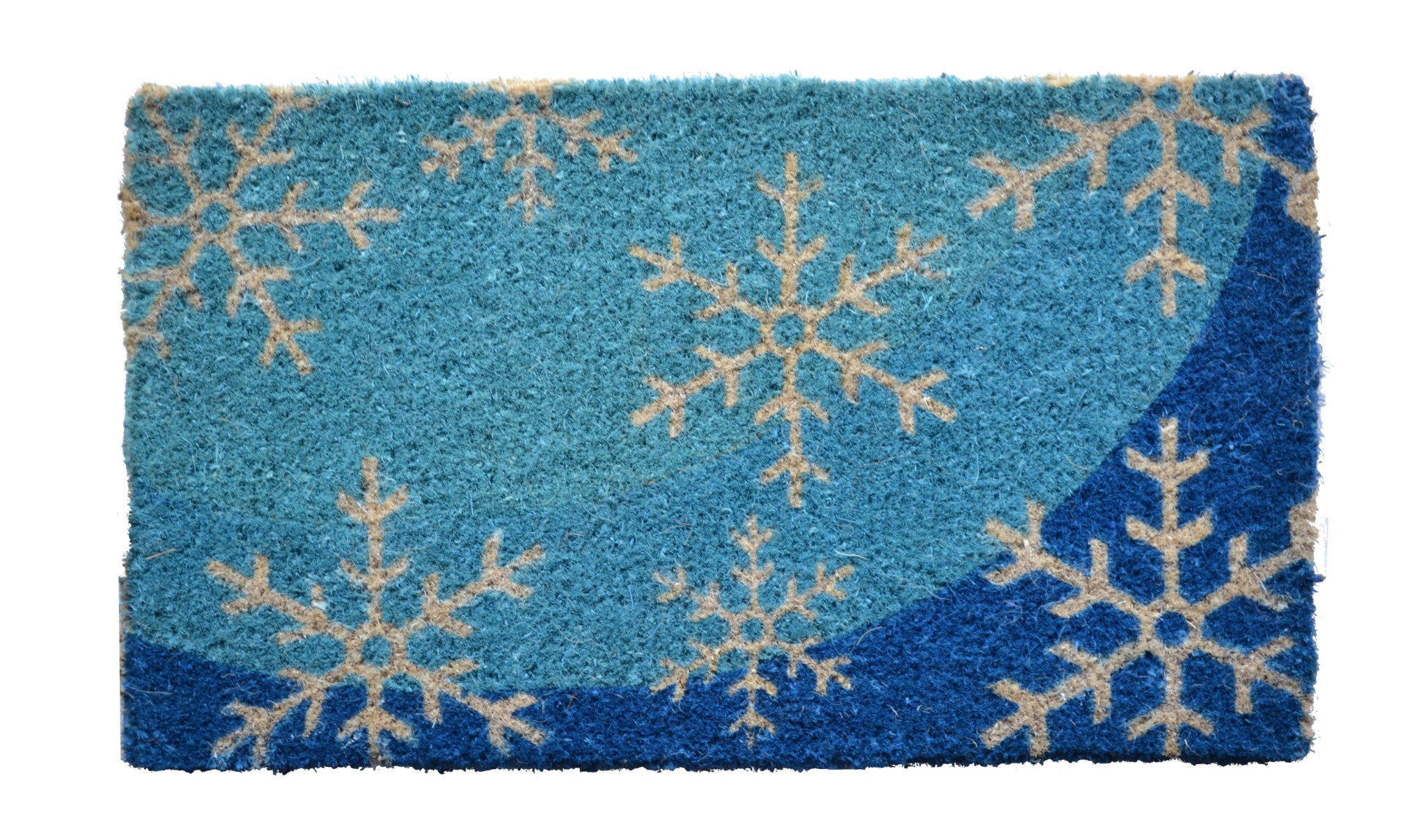 18'' X 30'' Blue and White Coir Snowflake Outdoor Winter Door Mat