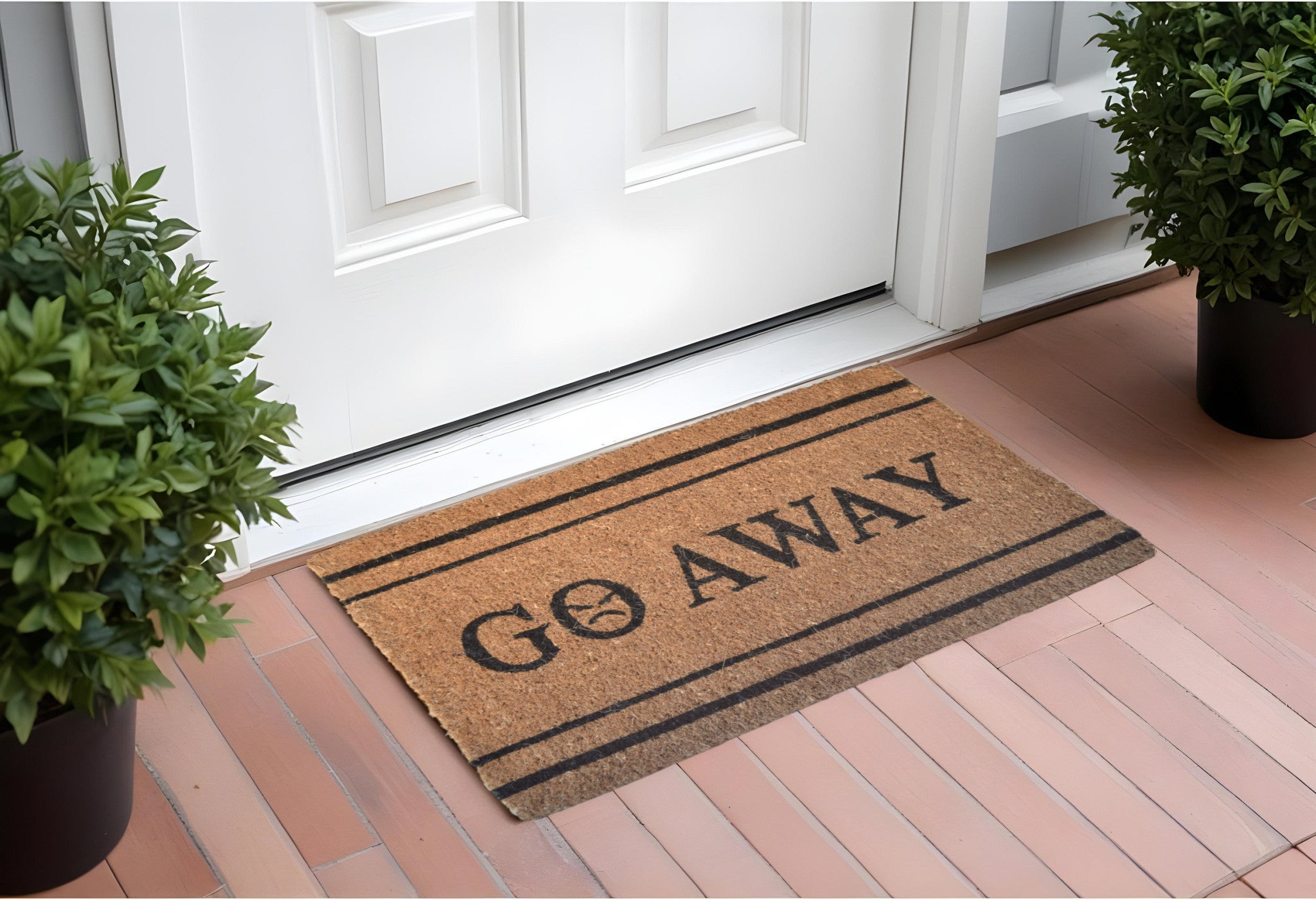 18'' X 30'' Brown and Black Coir Go Away Outdoor Door Mat