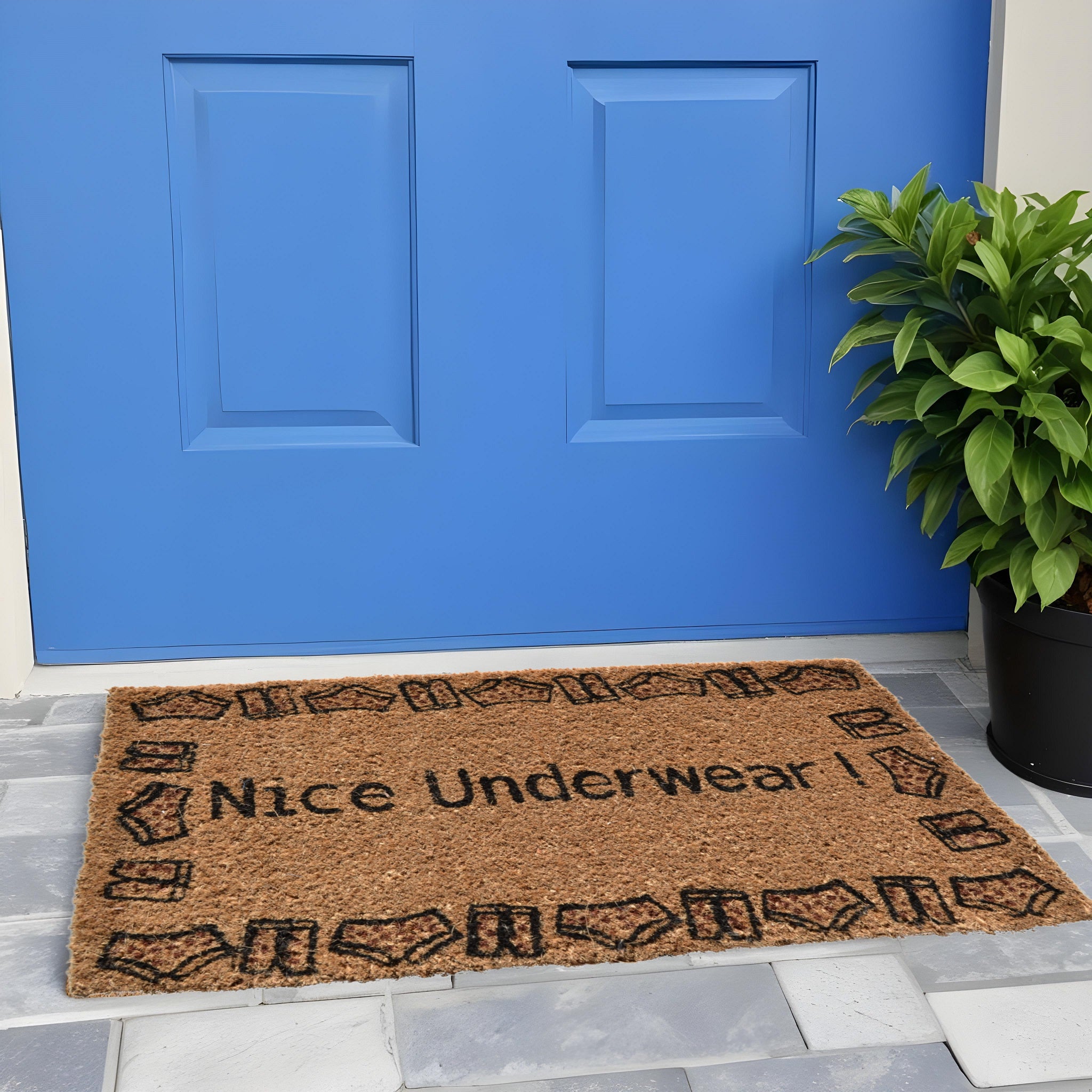 18'' X 30'' Brown and Black Coir Nice Underwear Outdoor Door Mat