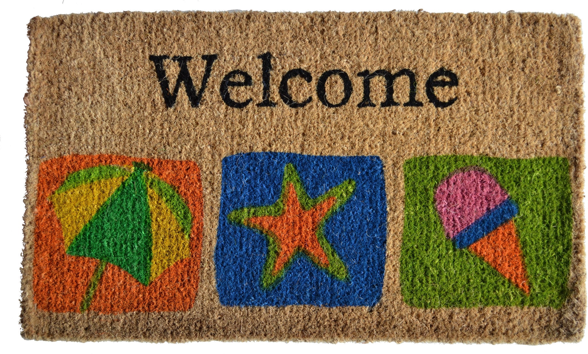 18'' X 30'' Brown Coir Star Welcome Outdoor Summer Door Mat