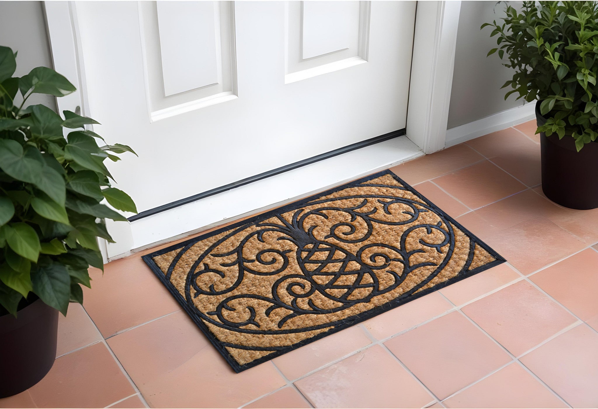 18'' X 30'' Brown and Black Rubber Pineapple Outdoor Door Mat