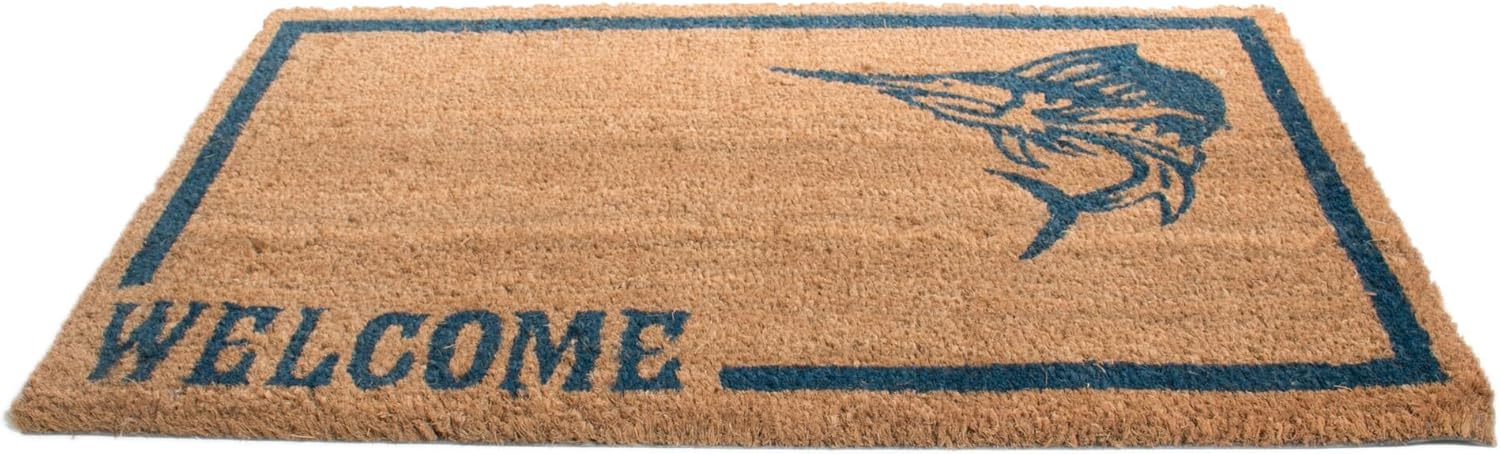 18'' X 30'' Brown and Black Coir Swordfish Welcome Outdoor Door Mat