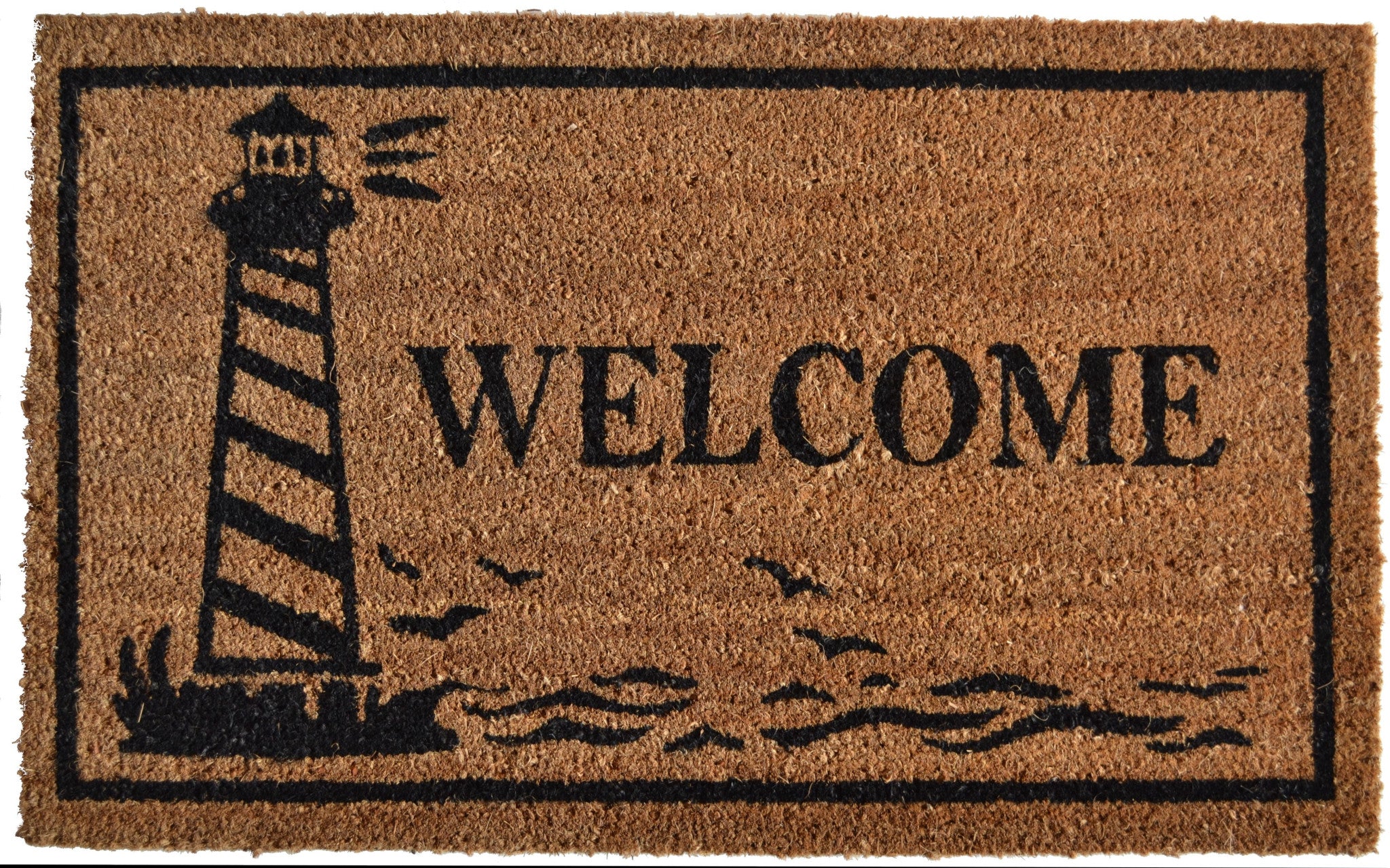 18'' X 30'' Brown and Black Coir Lighthouse Welcome Outdoor Door Mat