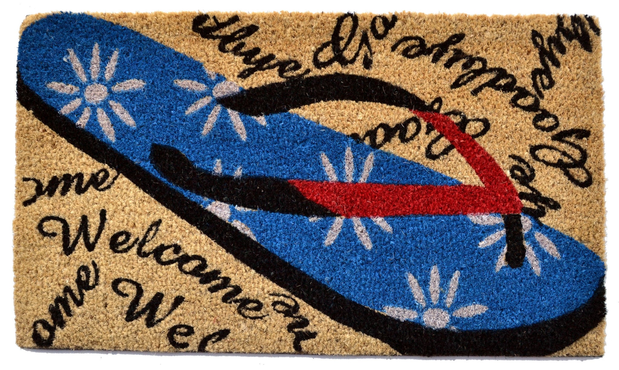 18'' X 30'' Red White and Blue Coir Flip Flop Welcome Outdoor Door Mat