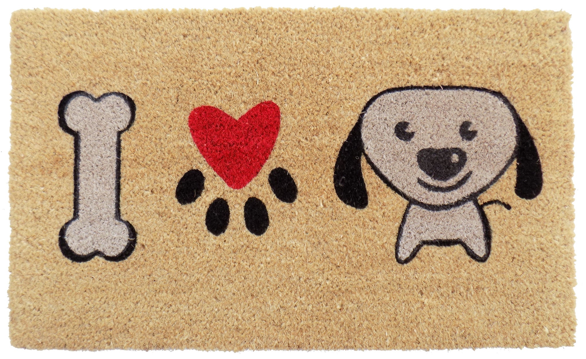 18'' X 30'' Beige and Black Coir Dog Outdoor Door Mat