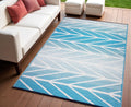 4' X 6' Aqua Geometric Indoor Outdoor Area Rug