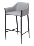 30'' Slate Gray And Black Fabric And Steel Bar Height Bar Chair