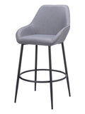 Set of Two 30'' Gray And Black Fabric And Steel Bar Height Bar Chairs