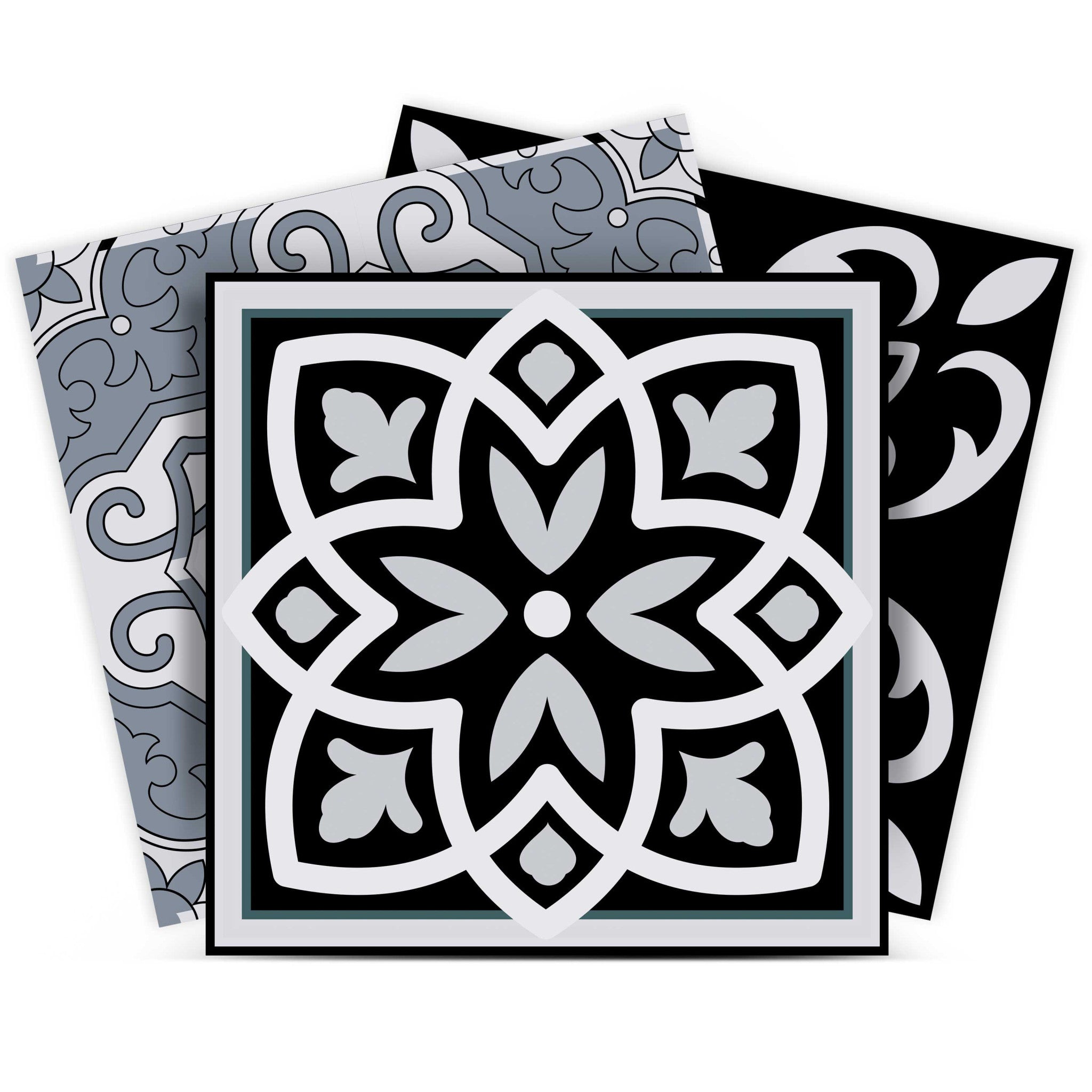 12 X 12 Black White and Gray Mosaic Peel and Stick Tiles