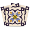 12 X 12 Blue and Yellow Azul Flora Peel and Stick Removable Tiles