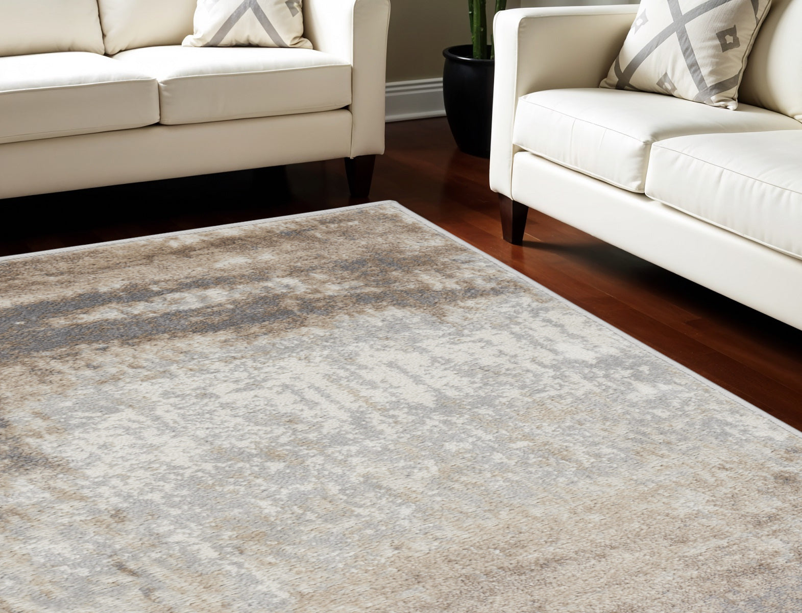 9' X 12' Gray and Ivory Abstract Non Skid Area Rug
