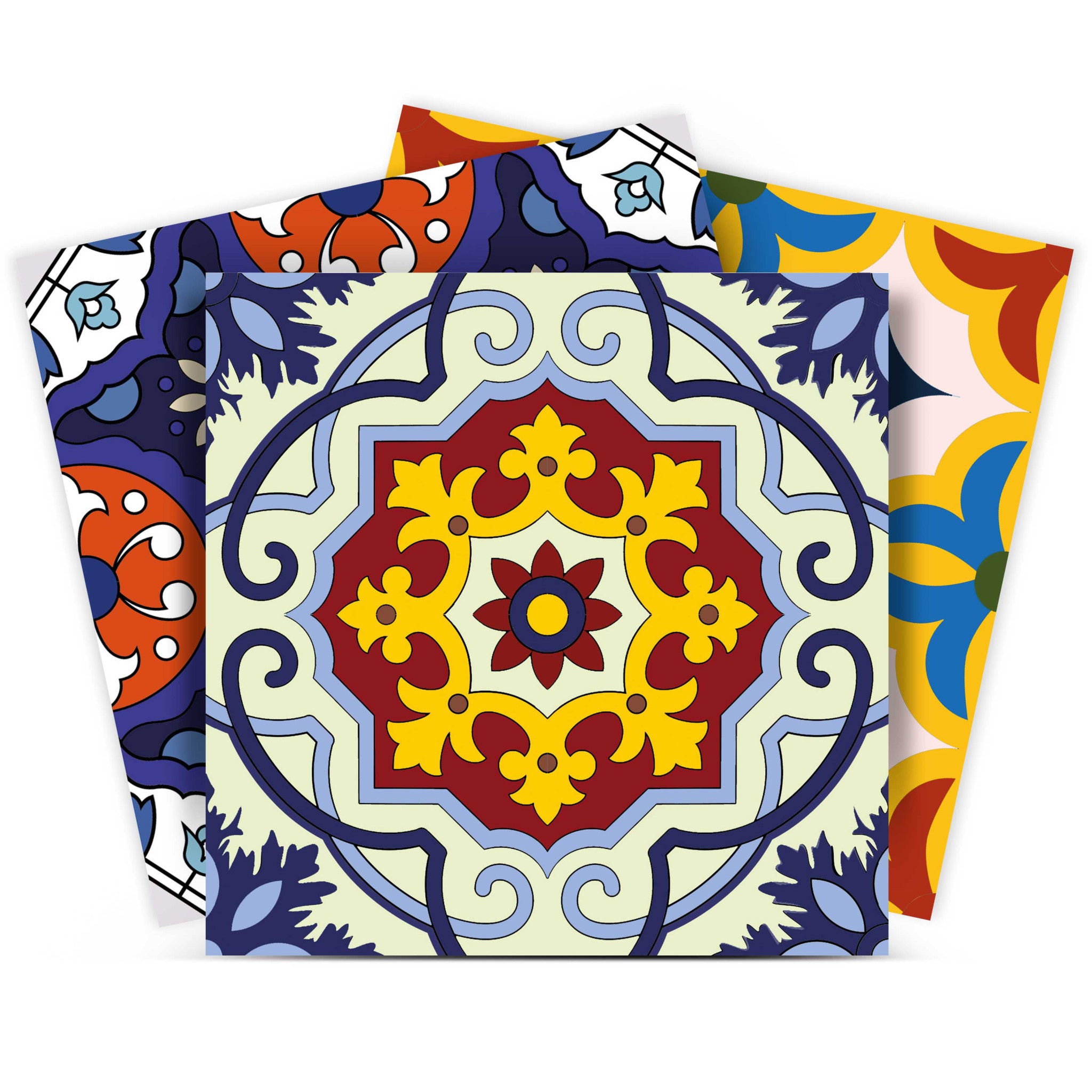 12 X 12 Blue And Yellow Mosaic Peel And Stick Removable Tiles