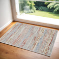 2' X 3' Ivory Red and Blue Abstract Non Skid Area Rug