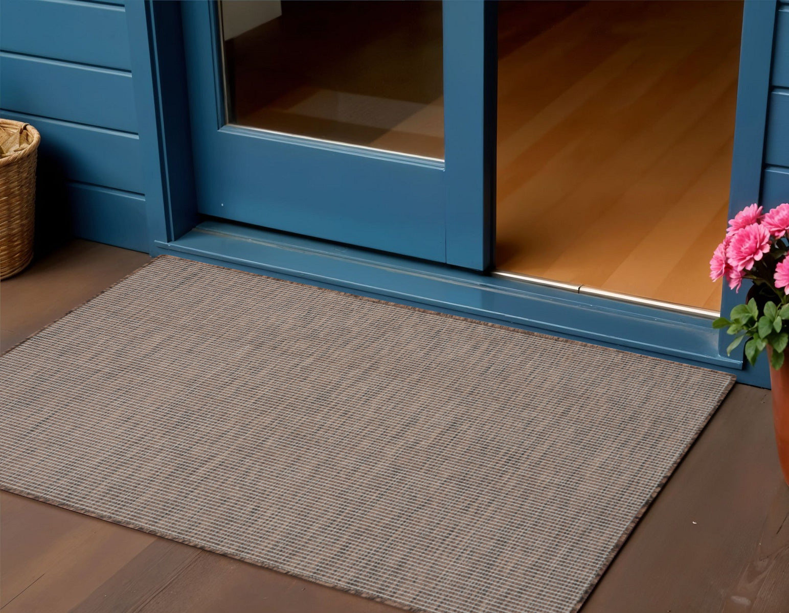 3 X 5 Natural Ivory And Brown Indoor Outdoor Area Rug